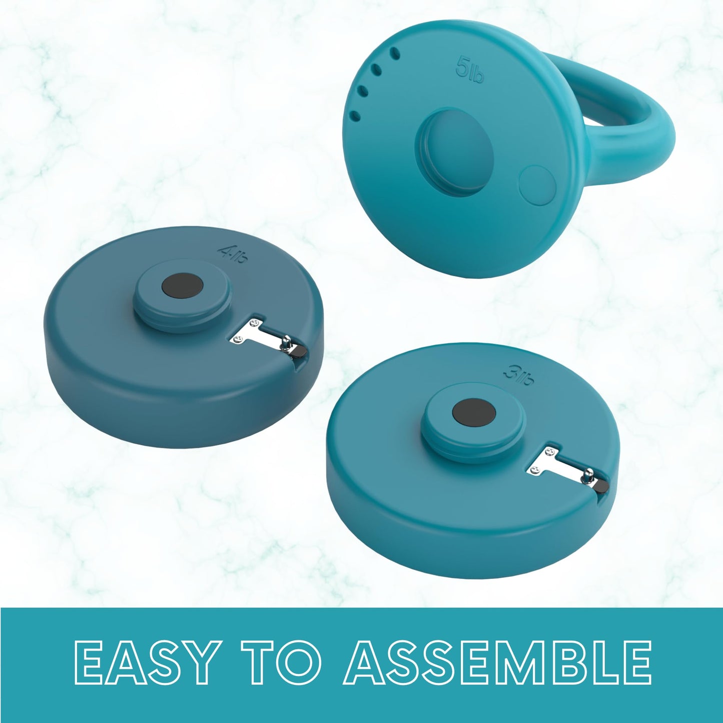 Polyfit Adjustable Kettlebell | 5 lb - 12 lb | Kettlebell Weights Set for Home Gym (TEAL)