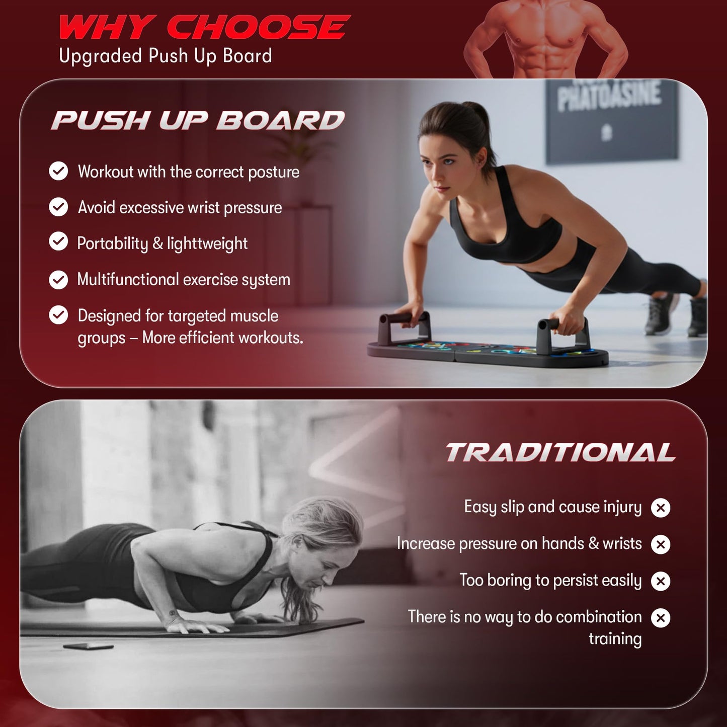 HAVENITY Plank Board & Push Up Board 22-in-1 with Resistance Bands – Core Trainer with Foam Elbow Pads, Foldable Home Gym Equipment for Men & Women