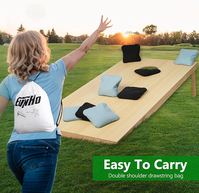 EunHo Cornhole Bags Set of 8 Regulation Size & Weight Corn Hole Bean Bags Official Professional All Weather for Tossing Game with Carry Case