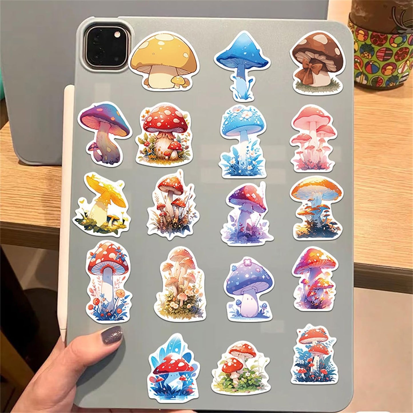 LIXIUDU 50 Pack Pcs Mushroom Cartoon Stickers for Kids Teens Adults Chanterelle Aesthetic Vinyl Decal Water Bottle