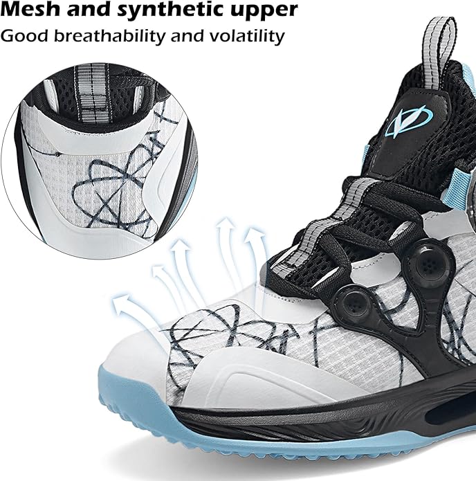 VITUOFLY Kids Basketball Shoes Boys Air Cushion Sneakers Girls Mid Top School Hoops Shoes Non-Slip Outdoor Sports Running Gym Comfortable Durable Little Kid/Big Kid