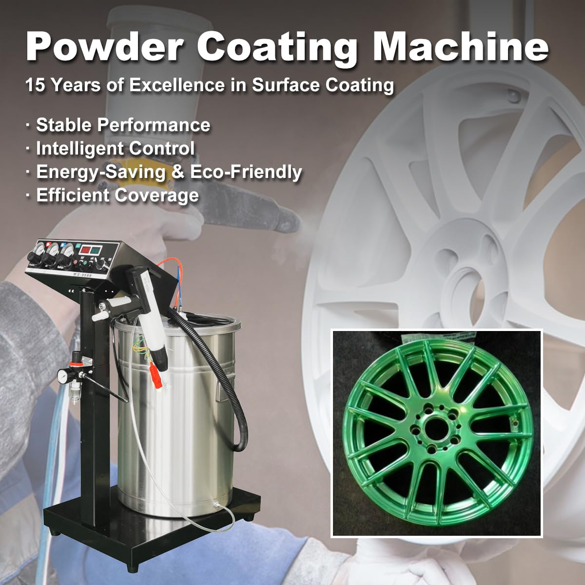WX-958S 40W 45L Electrostatic Powder Coating Machine with Spraying Gun Powder Coating System Stainless Steel