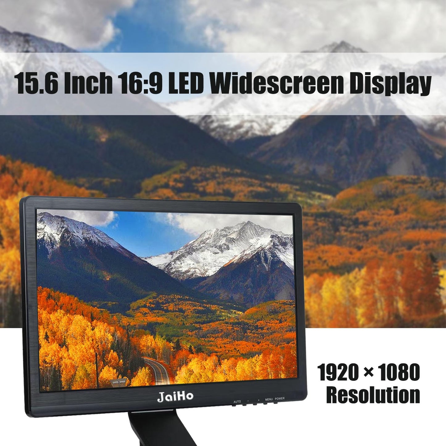 JaiHo 15.6-Inch Professional Security Monitor, 1920x1080P CCTV Screen with Metal Housing, BNC HDMI VGA AV USB, Industrial Display for DVR NVR System, 24/7 Reliable Security Surveillance