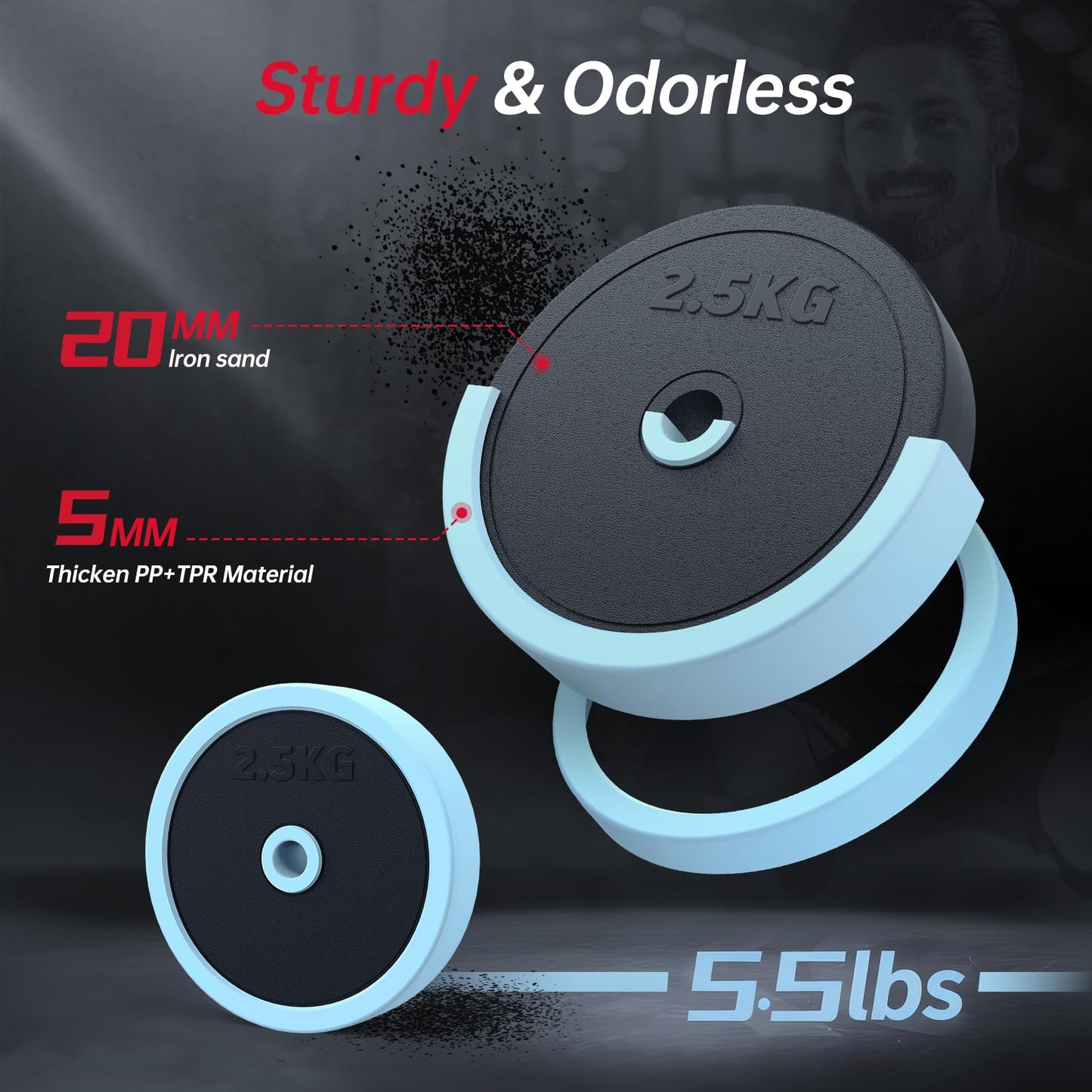 PASYOU Adjustable Dumbbell Set, 45lbs Free Weight Set with Connector, 5 in 1 Weight Set Used as Kettlebells, Barbell, Push up Stand, Fitness Exercises for Home Gym Suitable Men/Women