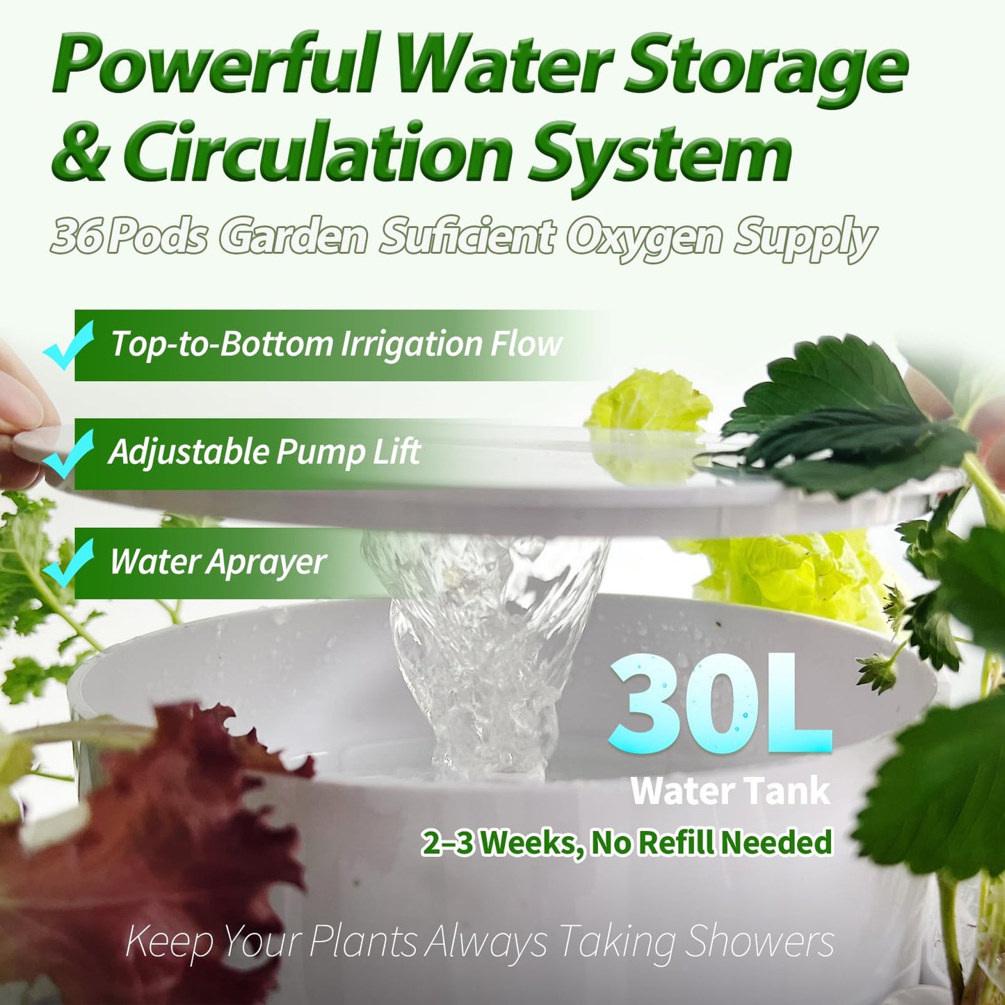 Lifello 5.25ft Tall Hydroponics Growing System Tower, 9 Layers 36 Plant Spots Hydroponics Growing System Kit Tower, Vertical Hydroponic Tower for Indoor & Outdoor, Space-Saving