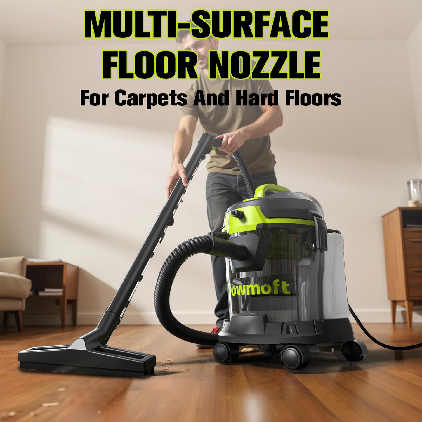 Yowmoft Extractor Vacuum Car Detailing, 4 Gallon Car shampooer Interior Cleaner, 5.5 Peak HP Wet Dry Upholstery Shampoo Vacuum Cleaner, 3 in 1 Carpet Extractor for Home/Shop (YDWM4-S)