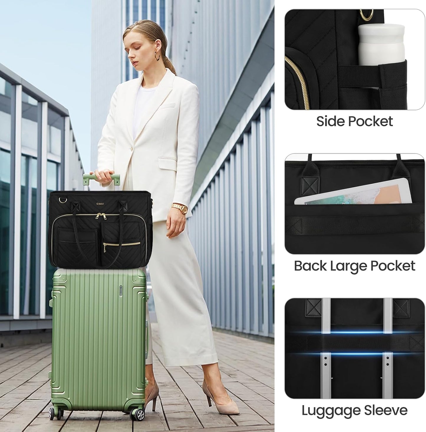 Stylish Teacher Tote Bag for Women - Spacious Work Bag with Laptop Compartment and Shoulder Strap
