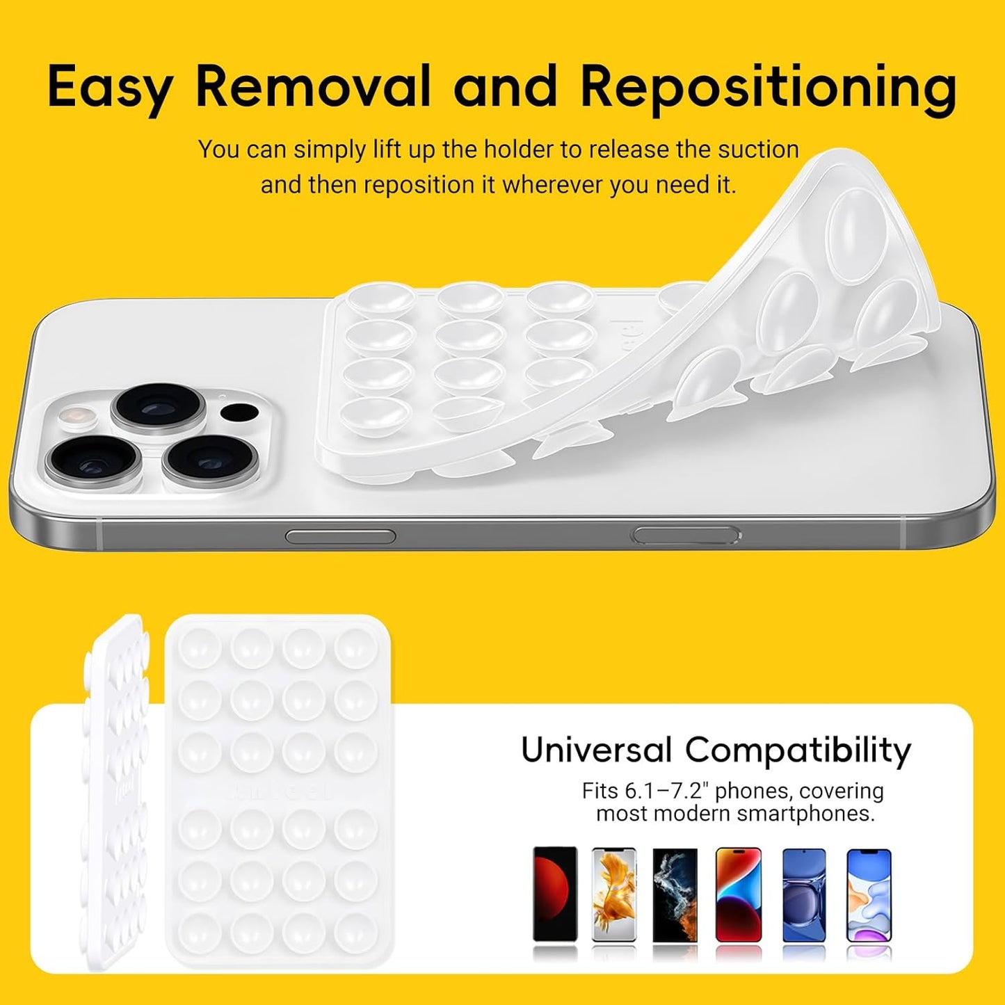 AZXYI Videos,2.36"x3.66" (LBL&LPK) Double-Sided Silicone Suction Phone Case Mount, Durable, Hands-Free Non Slip