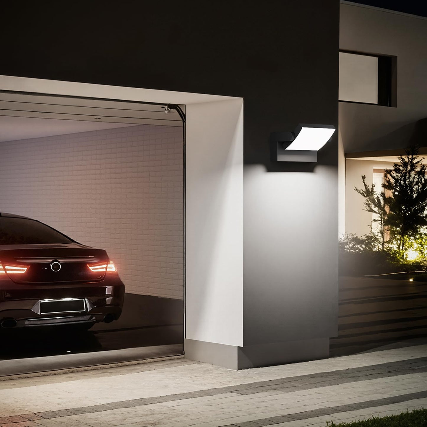 lundwa 40W LED Outdoor Wall Lights, 5500K Modern Exterior Light Fixtures, IP65 Waterproof Flood Lights, 360 ° Adjustable Head Black Porch Lighting for House