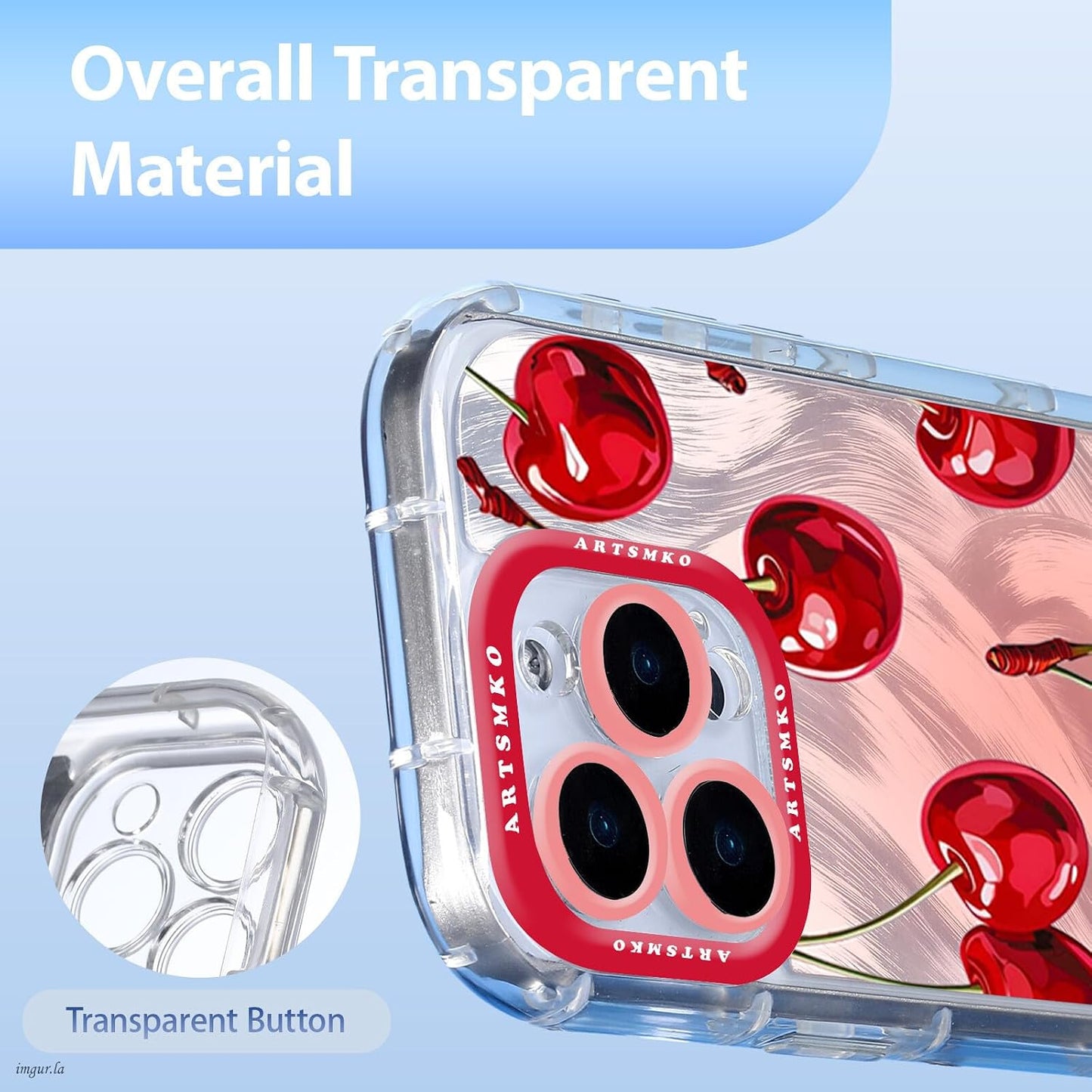 ARTSMKO 11, (11) Super Shiny Cute Red Cherry Phone Case: Fashion Mirror Bracket & Fruit Design Compatible with iPhone