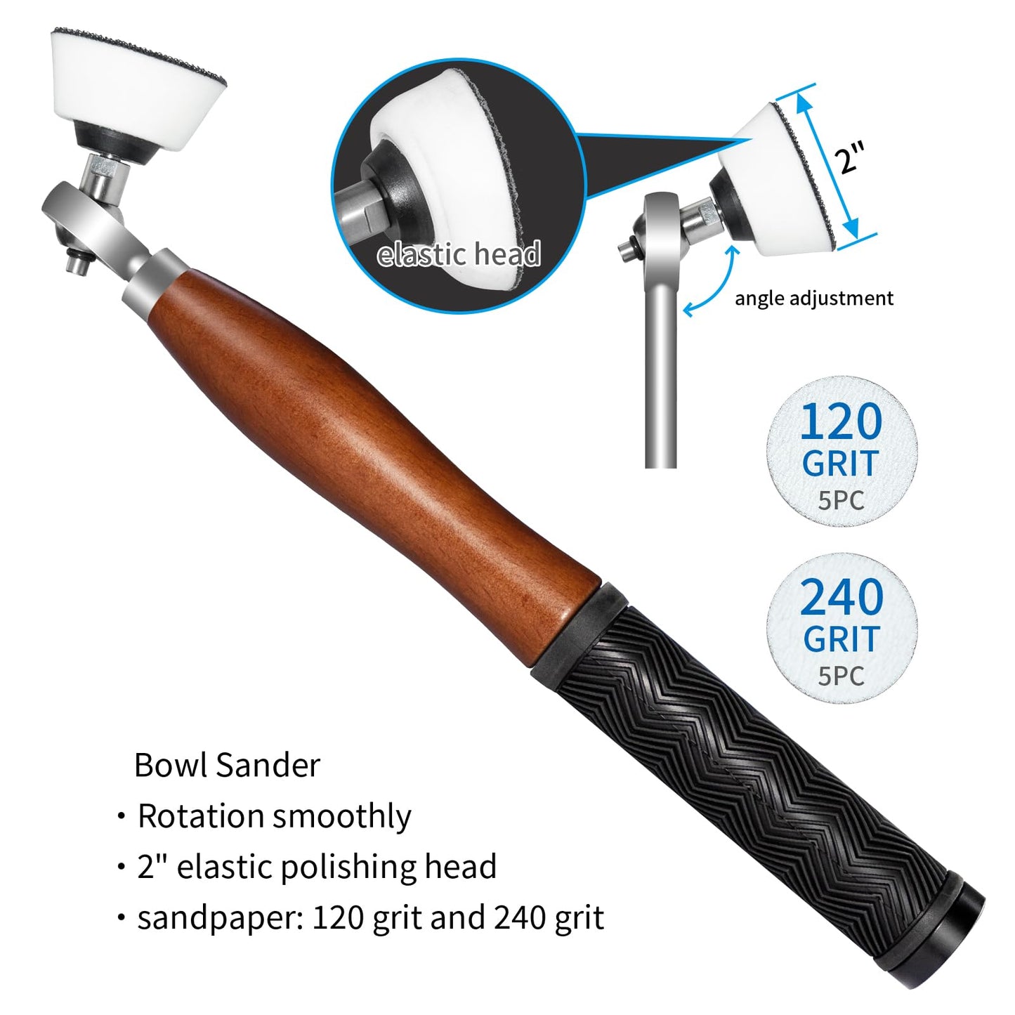 SIIIXS Full Size Carbide Wood Lathe Turning Tool Kit with Bowl Sander,6pcs 18" Professional Carbide Lathe Tools with Wooden Box including Swan Neck Hollower, Rougher, Finisher,Beech Handle with Rubber