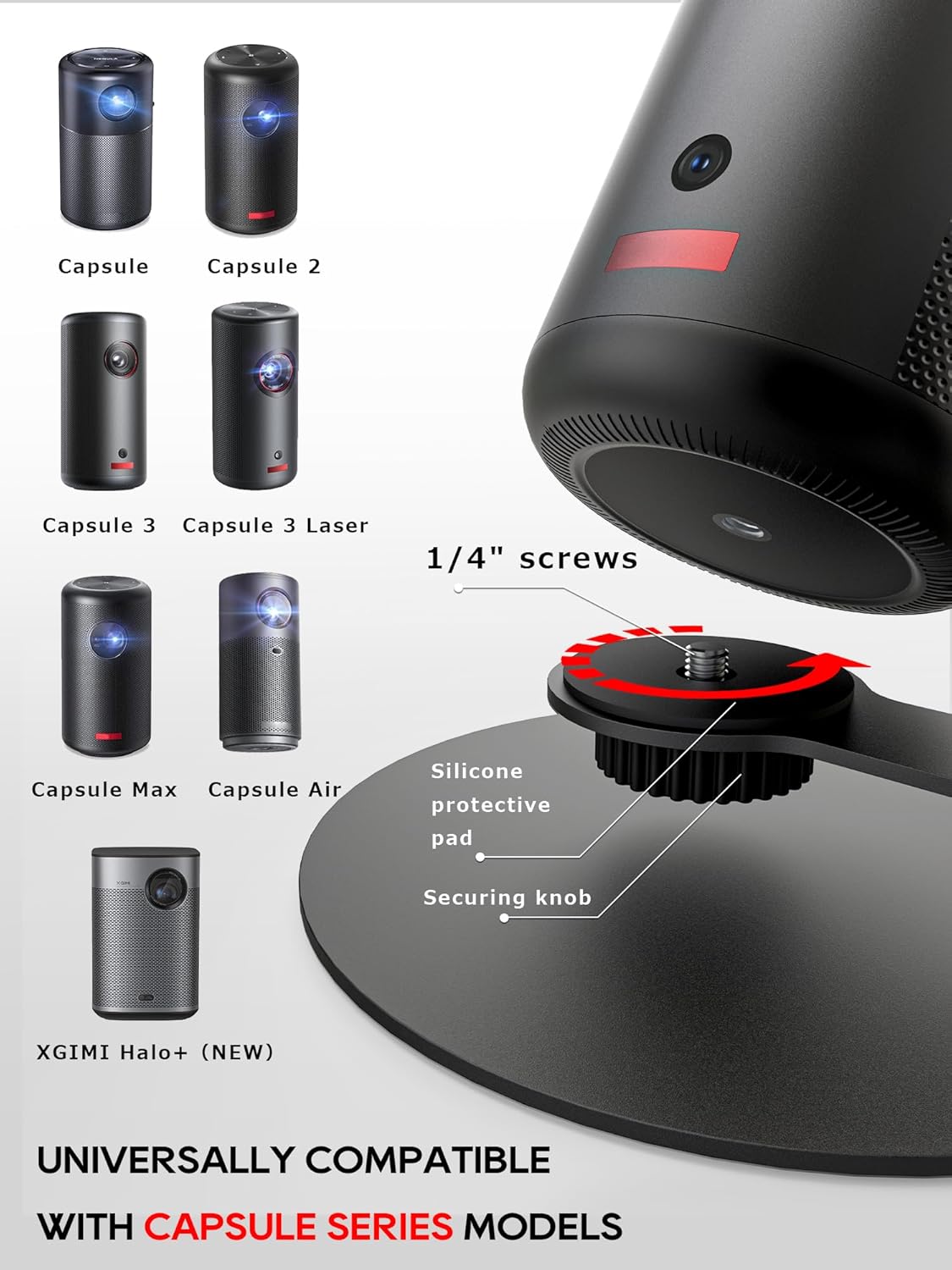 3/Air/Pro, 360 1/4-Inch Projector Stand for Nebula Capsule Series & XGIMI Halo+(New) Works with Capsule Mini Projectors