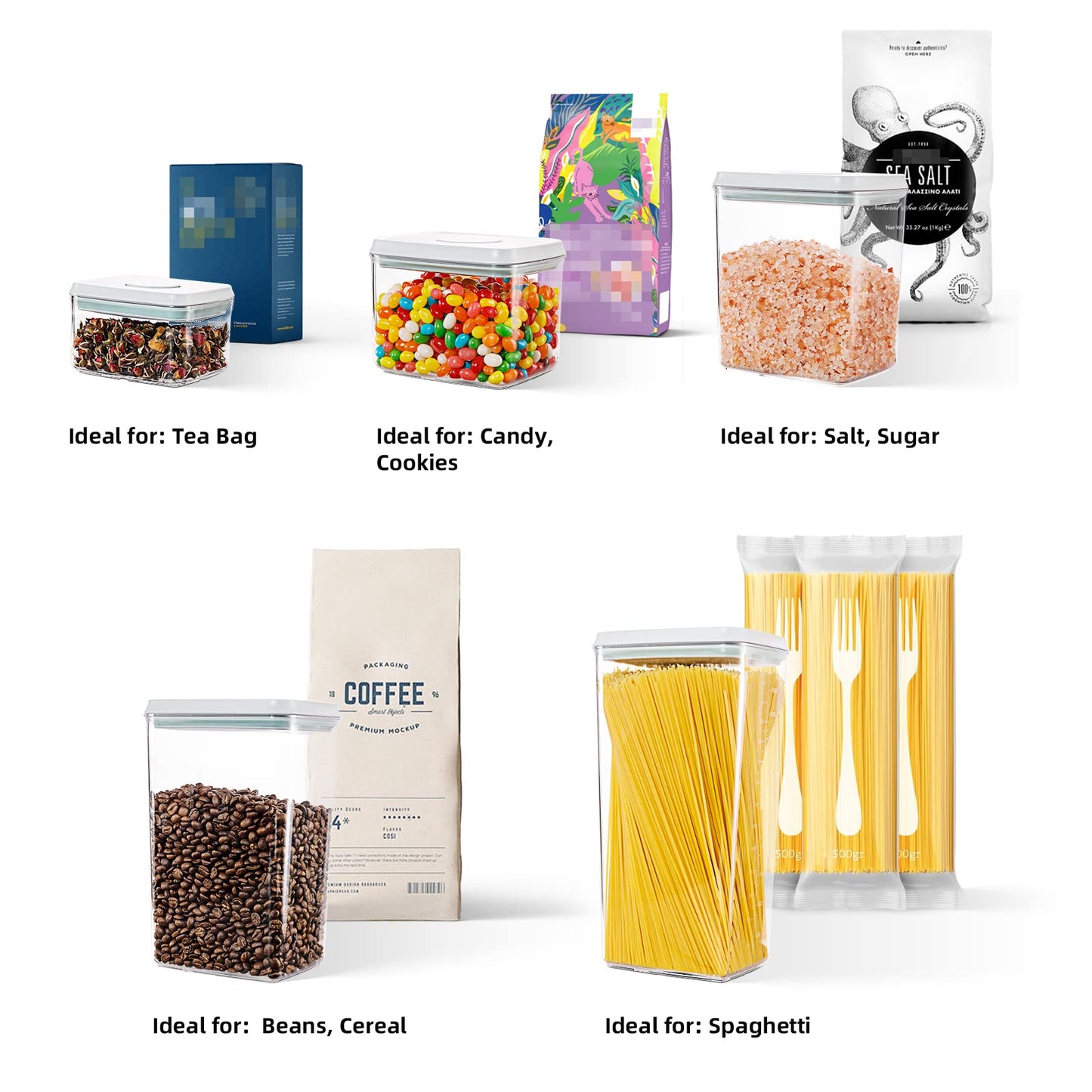 Tourdeus Food Storage Containers with Lids, 10 Pcs Airtight Pantry Storage Sets BPA-Free Pop Top Containers, Stackable Kitchen Organization for Cereal Flour Sugar Rice Pasta