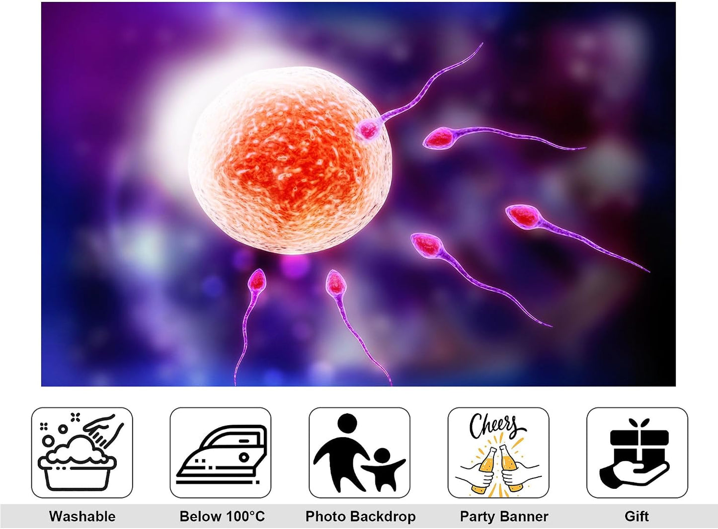 KeyWork 7x7ft Human Fertilization Illustration Backdrop Reproductive Science Photography Background for Health Fair
