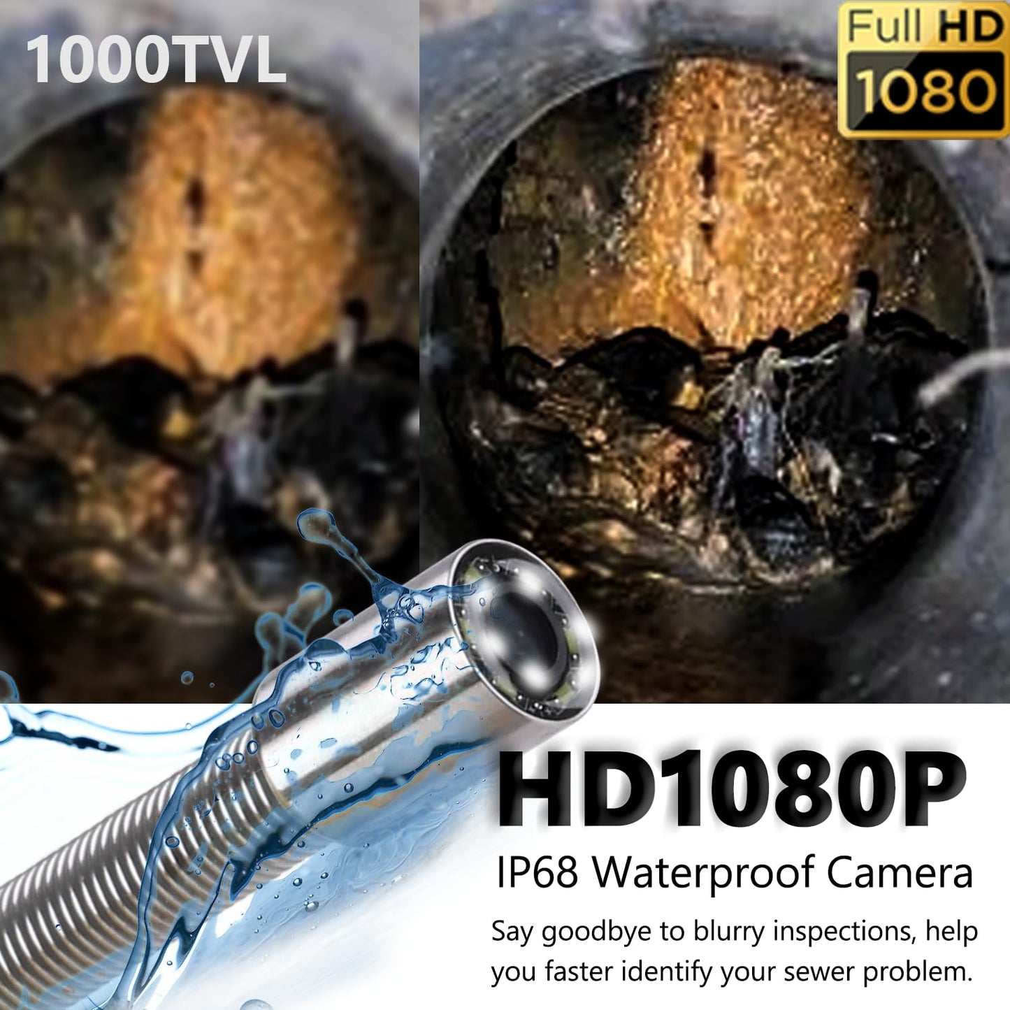 𝟐𝟎𝟐𝟔 𝐧𝐞𝐰 7” Trolley Sewer Camera, HD 1080P w/DVR-32GB,[Quick-Unlock Y Clamp] Sewer Pipe Camera,Telescoping Aluminum Handle (3 Adjustable Heights),5000mAh, [360°Rotate] Drain Camera,165ft/50m