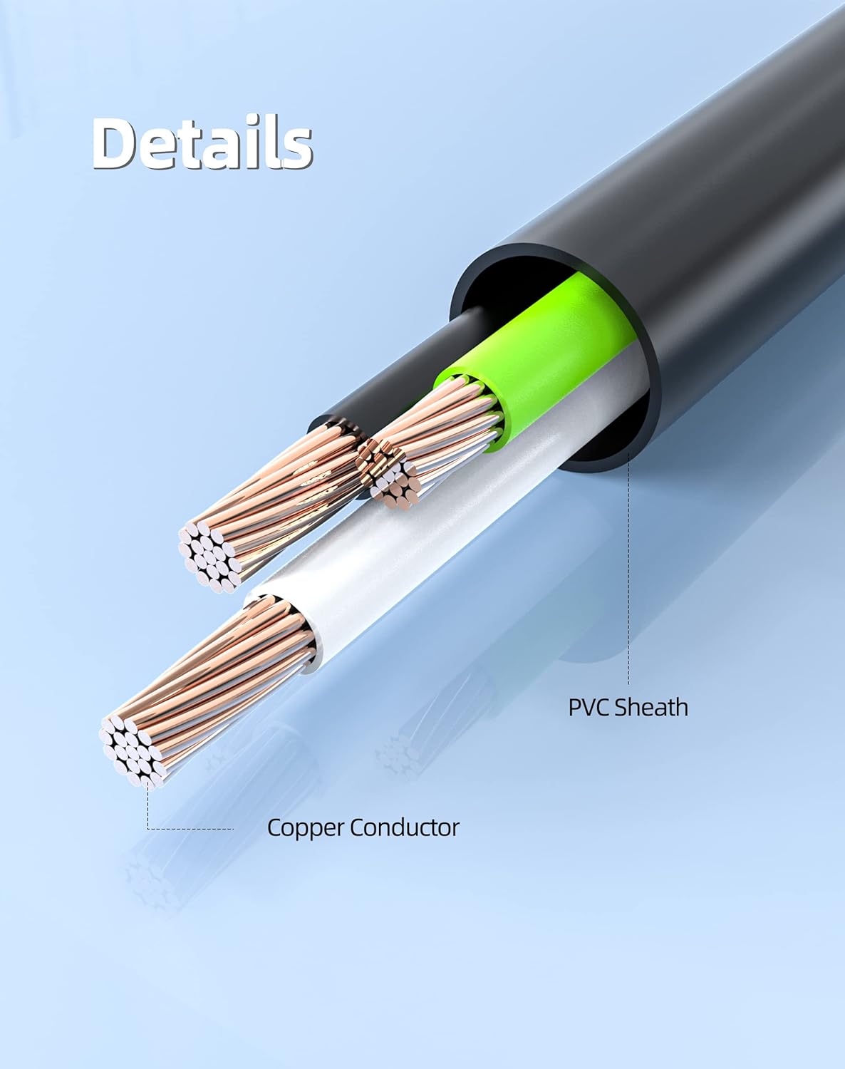 Superer 5 3 ft Prong AC Power Cord Universal Black Power Cable for Monitor, TV, Computer, Printer, PSU, and More