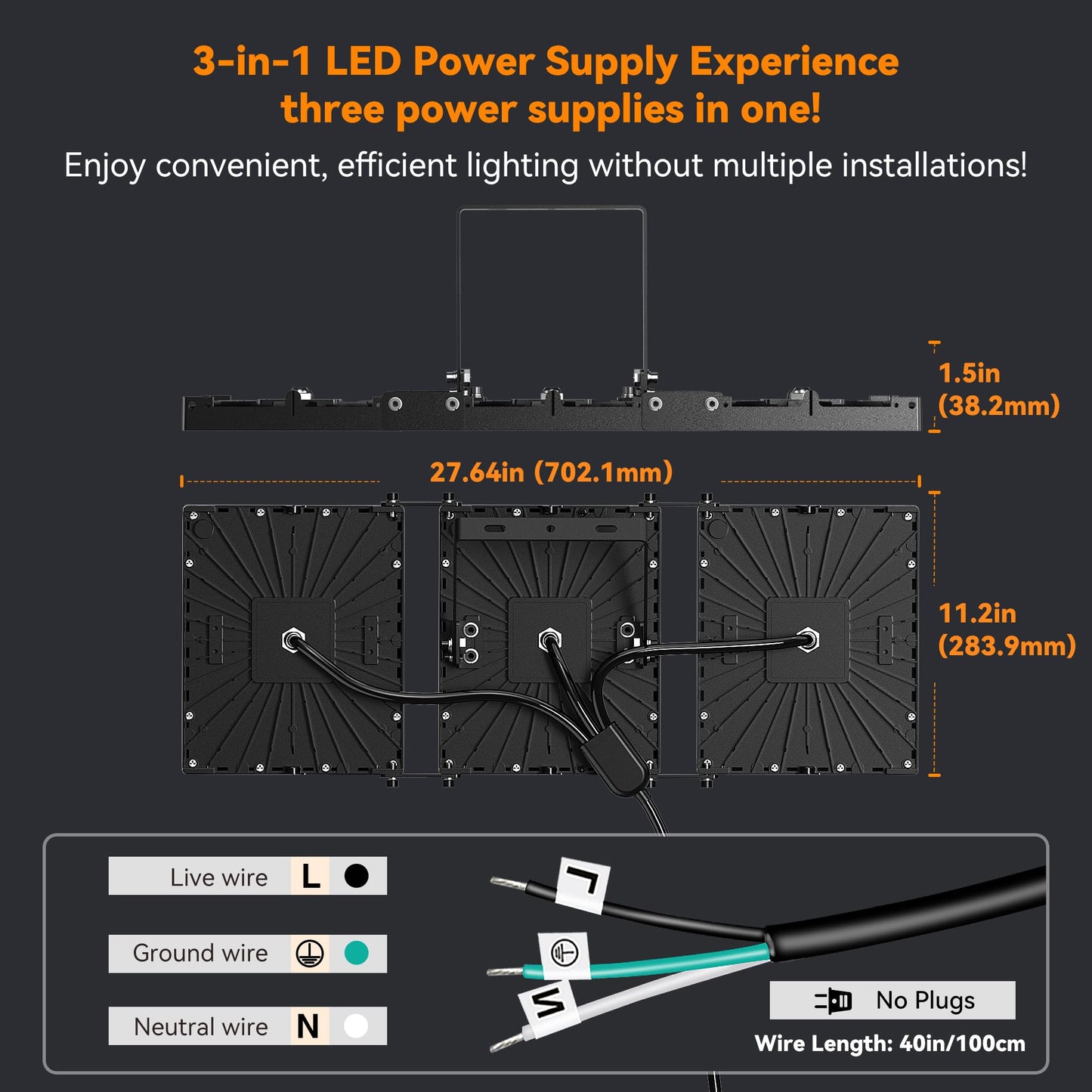 SOLLA 600W LED Flood Light Outdoor, 60000LM Super Bright Stadium Light, IP66 Waterproof 6000K Daylight, 3 Heads Adjustable Outdoor Floodlights for Backyard, Parking Lot,Stadium, Field(2 Pack)