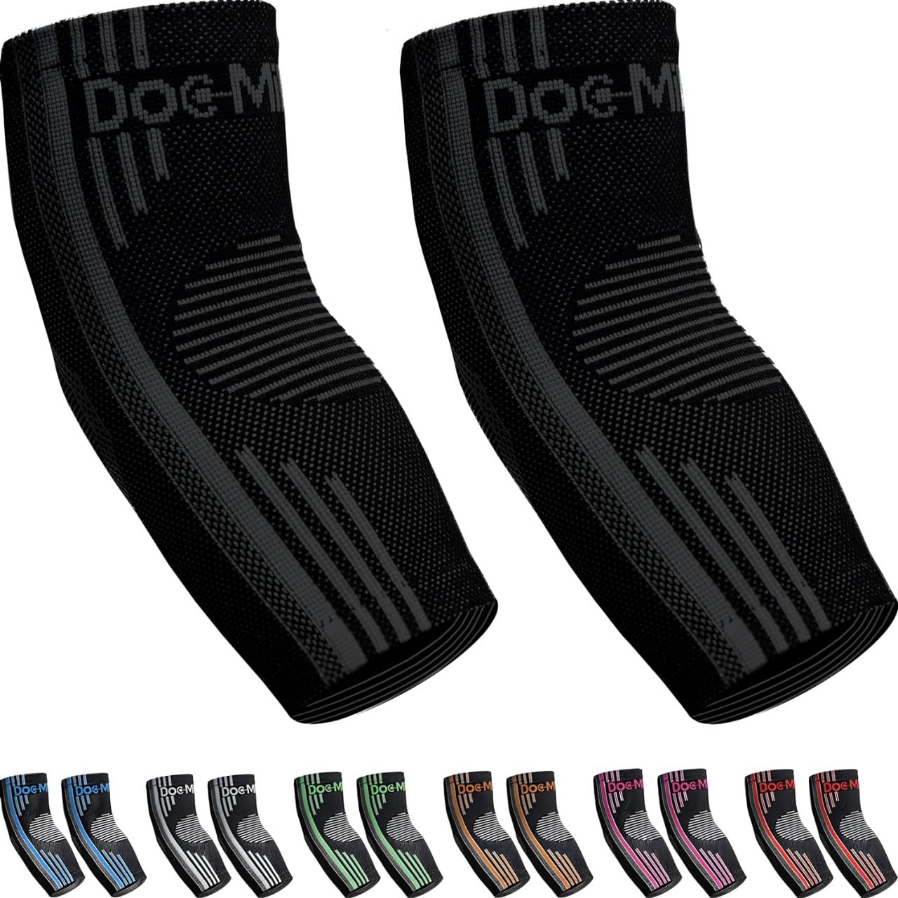 Doc Miller Elbow Compression Sleeve for Tendonitis – Medical Compression Support, Arm Brace for Tennis Injuries, Bursitis Relief Sleeve, Tendon Support for Active Use for Women & Men – 1 Pair