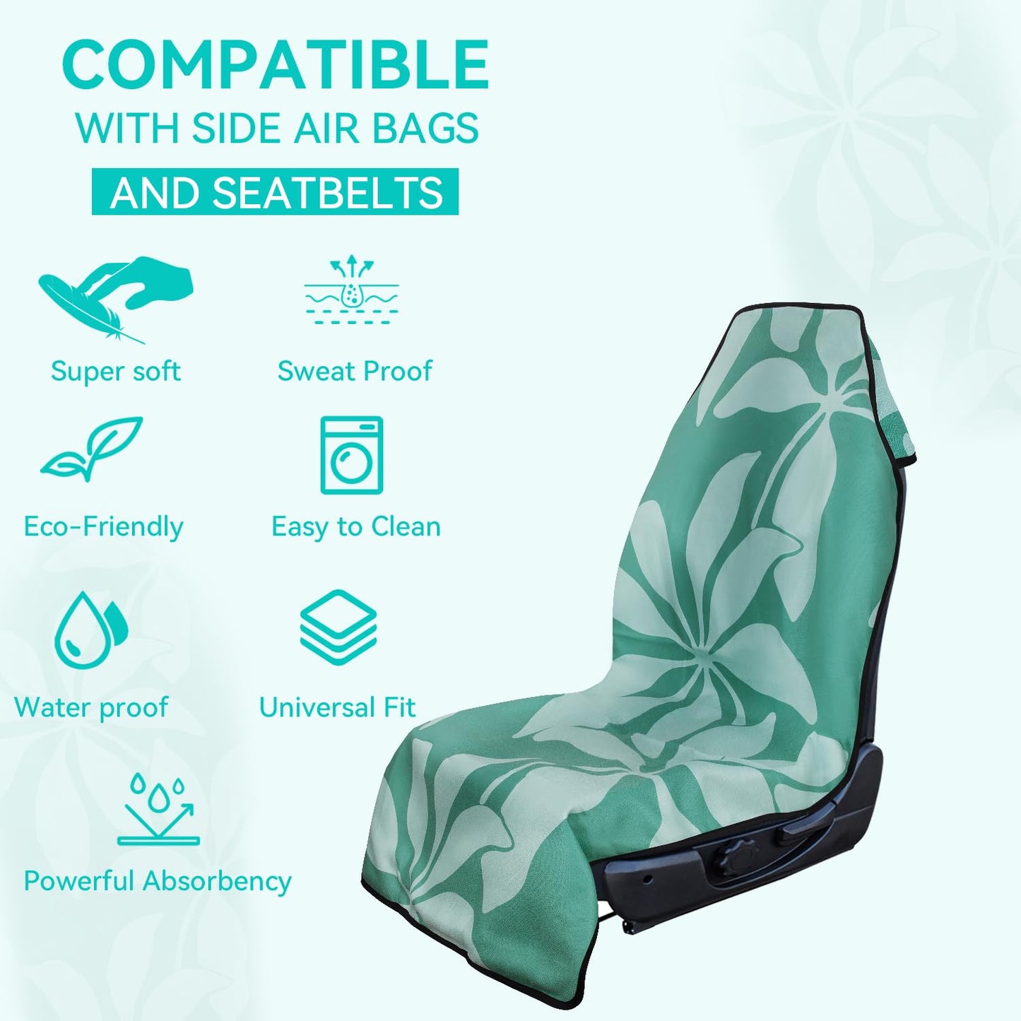 Holoholo Life Booty Barrier 4.0 Waterproof Car Seat Cover for Sweat – Post-Workout Seat Protector for Runners, Gym, Beach & Sports – Washable, Eco-Friendly (Recycled Fabric)