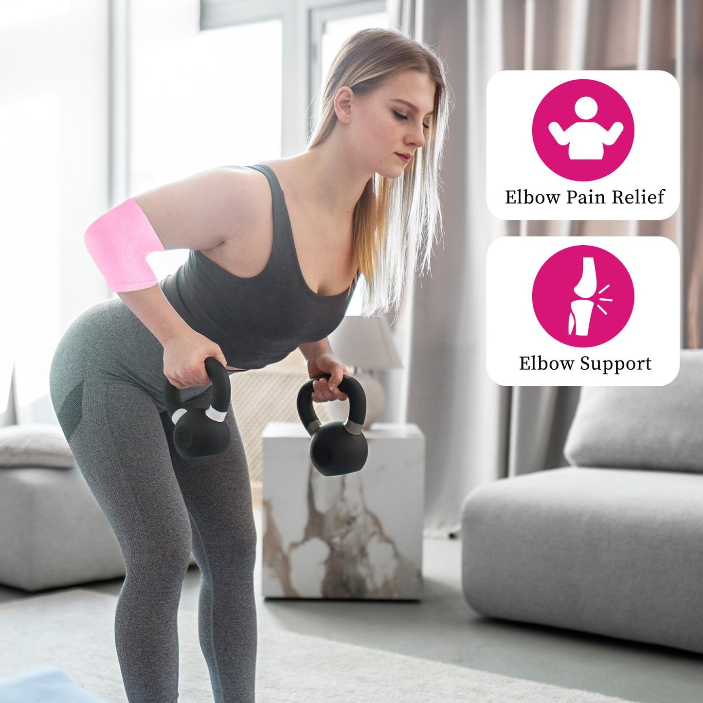 Piriuuo 2 Pairs/4 Pcs Elbow Moisturizing Sleeve, Elastic Gel Elbow Pads for Women, Soft Sleeve Elbows Protector for Spa Moisturizing Dry Cracked Skin Care (Pink)