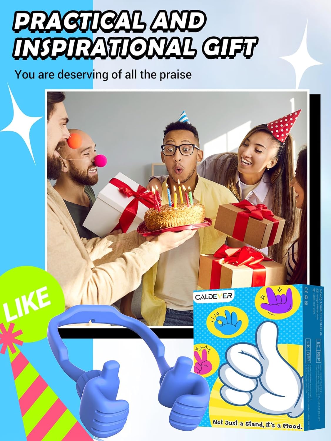 CALDEVER Gifts for Teens Boys Girls Mom Gift for Mothers Day Cell Phone Stand: Upgrade Adjustable Thumbs Up Lazy Phone