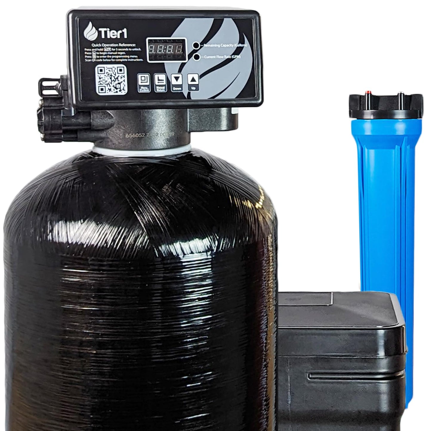 Tier1 Whole House Water Softener System 48,000 Grain Capacity | High Efficiency Design with Ceramic Control Valve | Preloaded 1.5 Cubic Foot Resin Mineral Tank | Home Filtration System