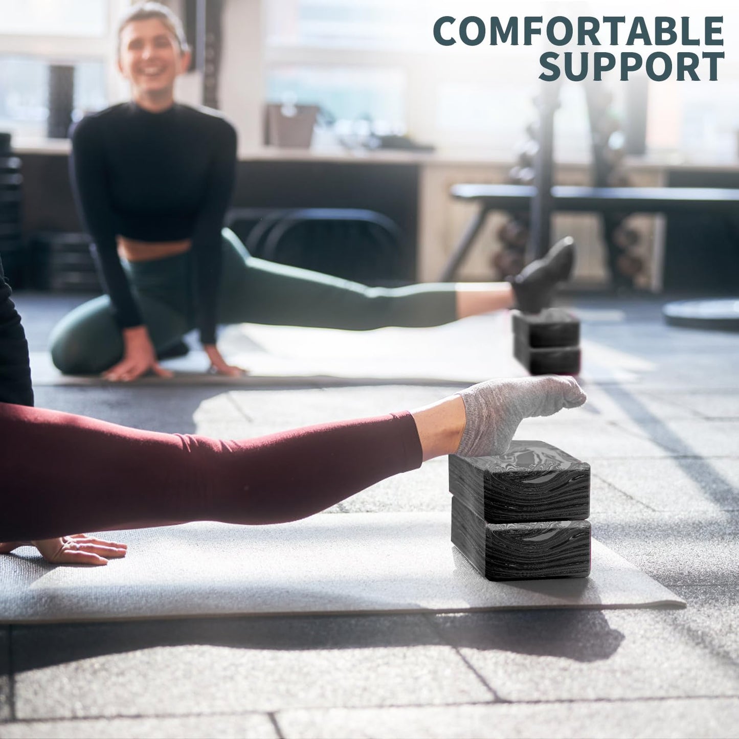 2-Pack Yoga Blocks, High-Density 9"x6"x3" Yoga Brick Foam Blocks Non-Slip EVA Foam Block Yoga Props Accessories for Yoga Pilates Stretching and Meditation (Camo Black)