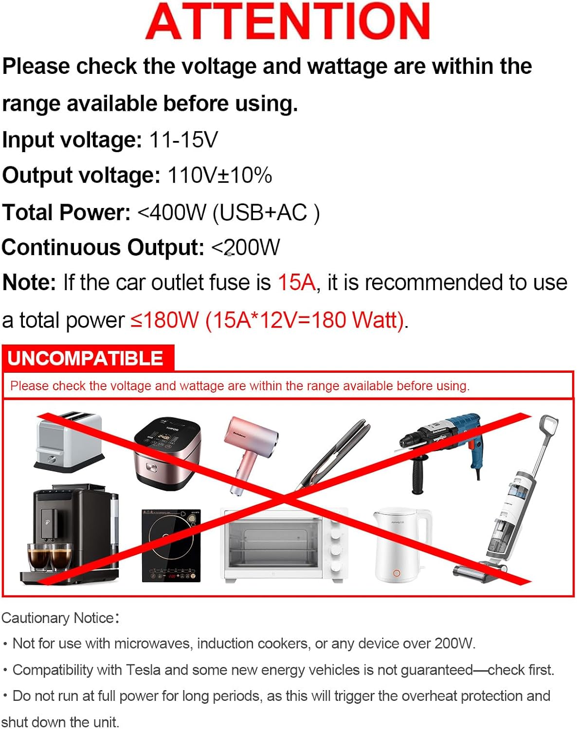 DrimMek 400W 12V 110V 65W 24W Car Power Inverter - Dual DC to AC Car Plug Adapter Outlets, Fast Charging USB C & Port