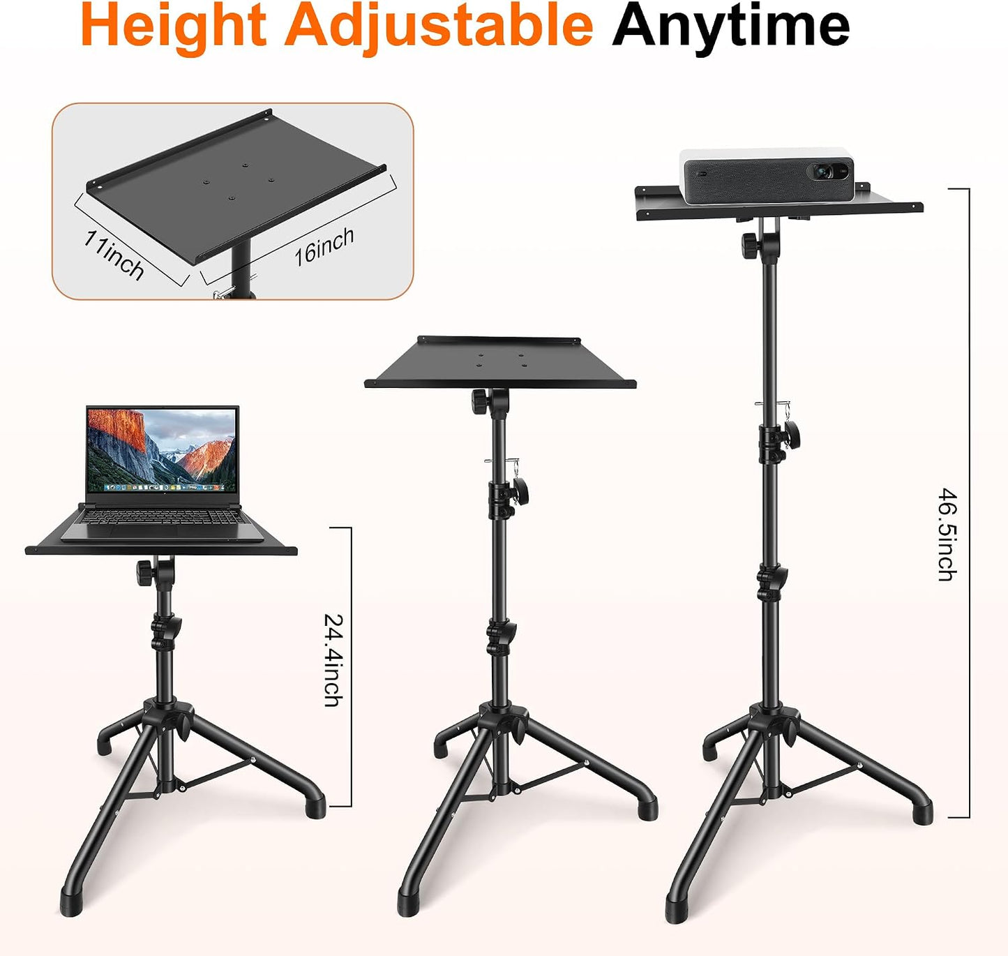 24.4" 46" GrowDaily Projector Stand,Projector Laptop Stand Tripod Laptop Tripod Stand Height To Laptop Floor Stand