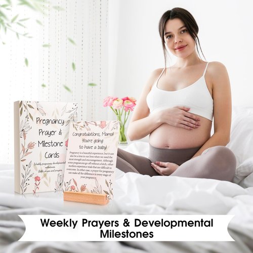 EIHFHIE 20 Pcs Pregnancy Prayer Cards, Pregnancy Must Haves for First Time Mom Gifts, 42 Weekly Prayer & Pregnancy Milestone Cards for Expecting Mother, Best Gifts for Expectant Moms