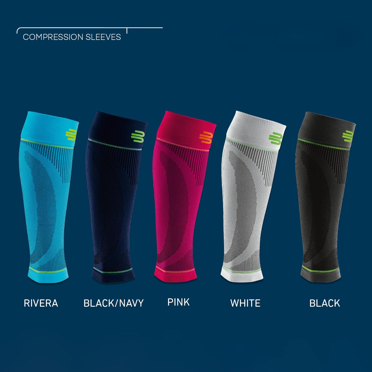 Bauerfeind Sports Compression Lower Leg Calf Sleeves (1 Pair) (Black, Medium/Long)