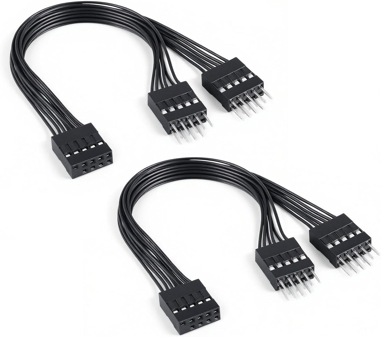 FdcLixuvol 2-Pack 9 1 2 Reset PC Power Switch Splitter, Pin Motherboard Jumper Splitter Female to Male for Power SW