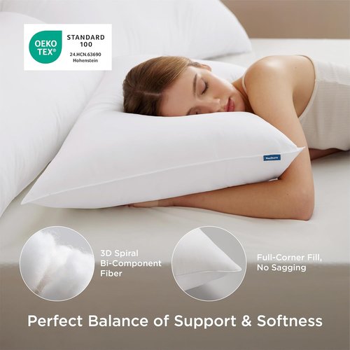 Bedsure King Size Pillows Set of 2 - Soft Down Alternative Hotel Collection for All Sleep Positions, 28"x19", White
