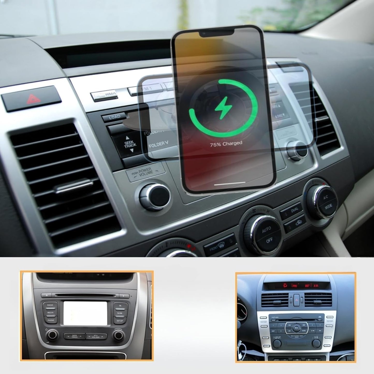 CARKOOL Car,17mm 360 17 16 15 CD Slot Phone Holder for Boll Universal Replacement Magnetic Car Phone Holde Adjustable