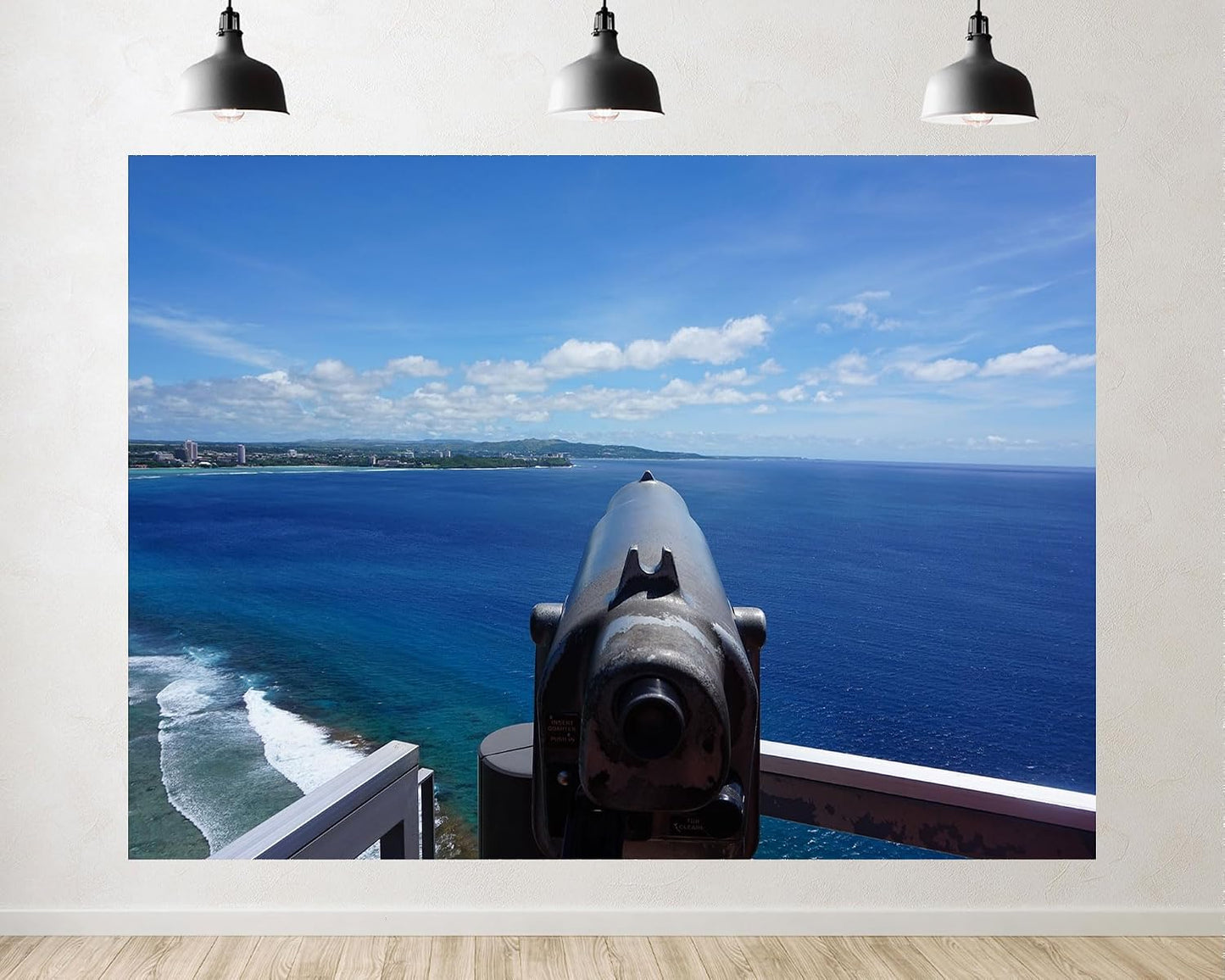 TryKid 5x5ft Coastal Viewfinder Backdrop Turquoise Ocean Guam Shoreline Photography Background Beach Themed Party