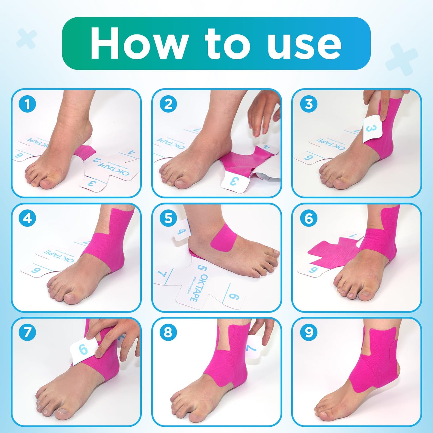 OK TAPE Precut Kinesiology Ankle Tape, 10 Pcs, Pain Relief, Prevent Ankle Sprain, Provide Support for Ankle Ligament, Elastic Athletic Tape, Breathable K Tape for daily use - Beige
