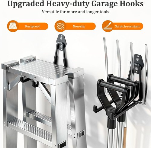 Housolution Steel Garage Hooks - Heavy Duty Wall Mount Organizer for Bikes, Tools & Ladders - 30 Pack, Black