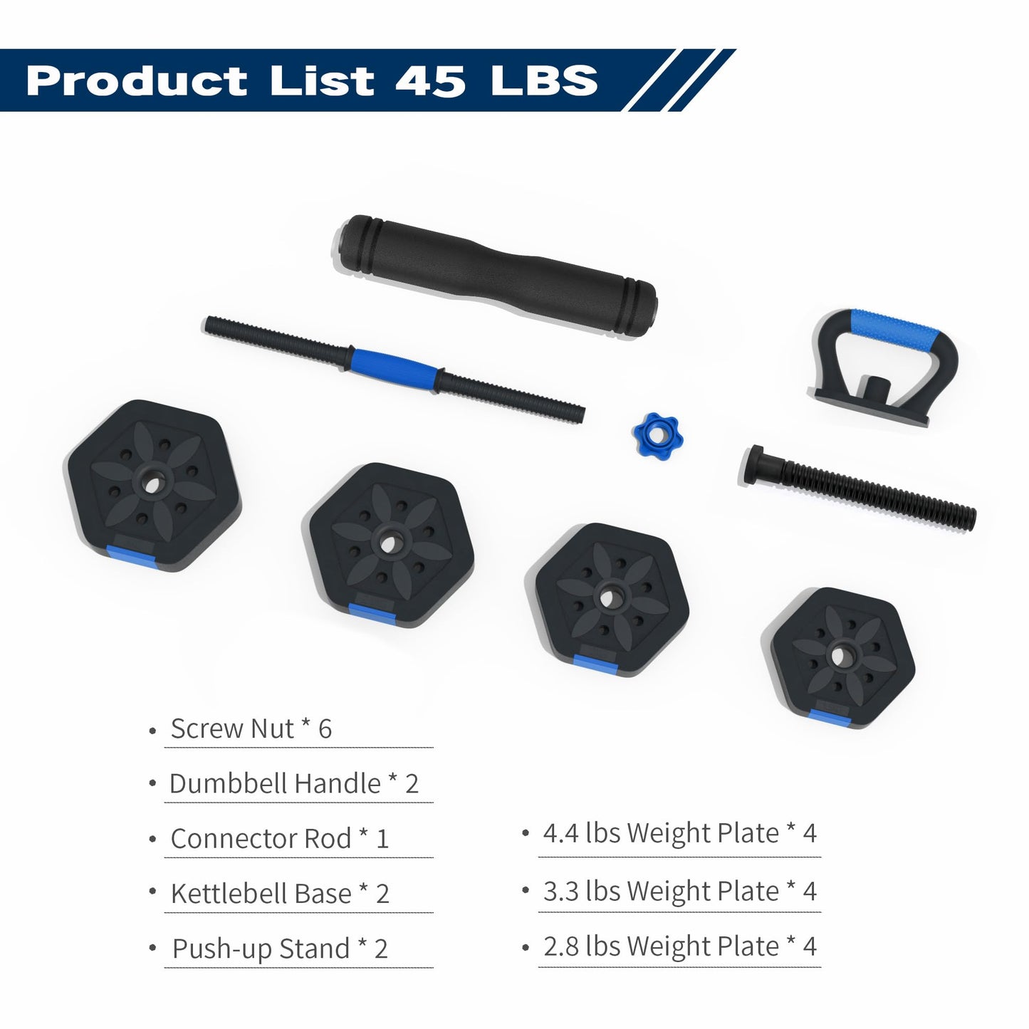 VIVITORY Dumbbell Sets Adjustable Weights, Free Weights with Connector, Non-Rolling Adjustable Dumbbell Set, Barbell for Home Gym, Hexagon, Cement Mixture