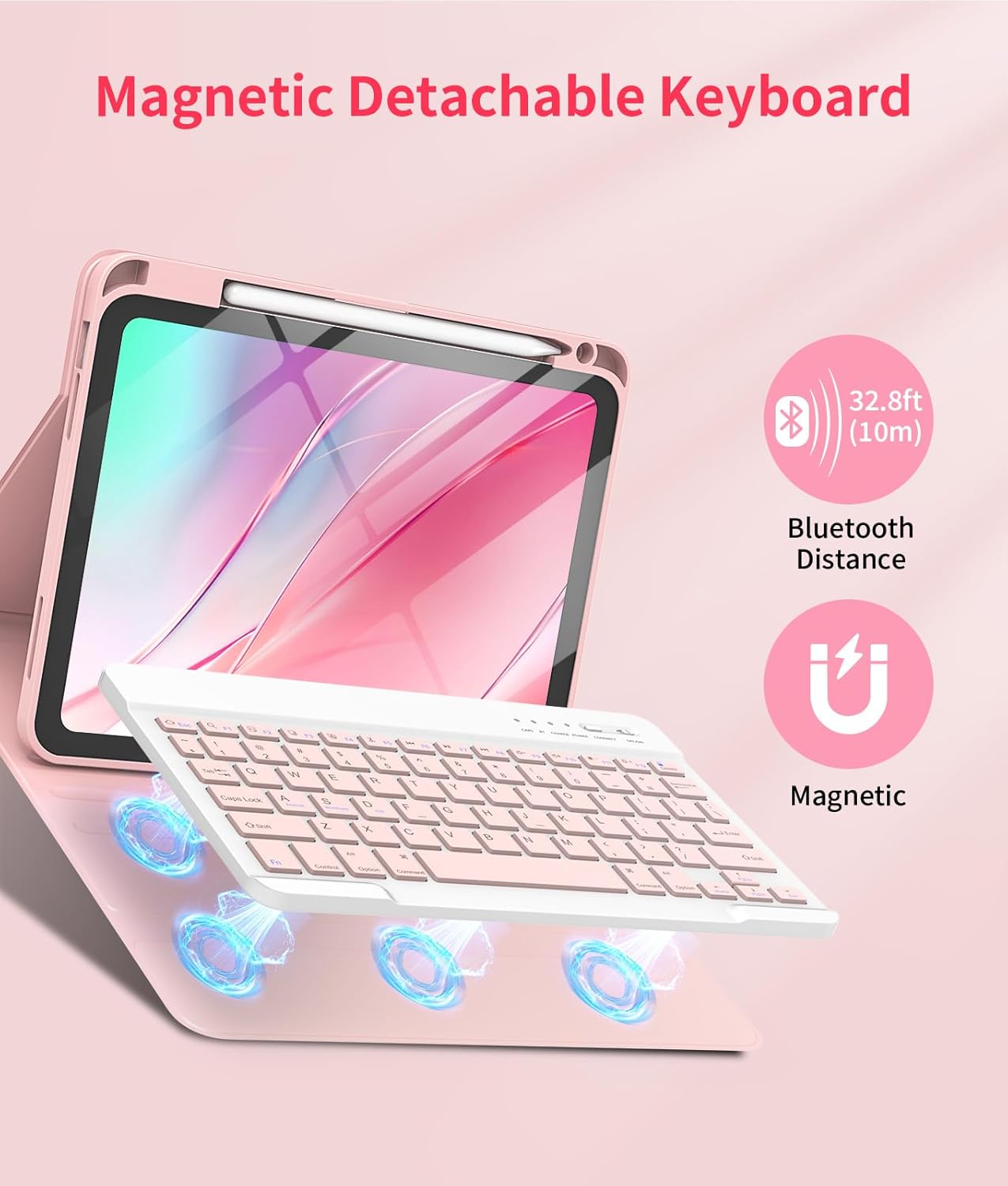 MMK 11th 10th 11/10.9" 2025 A16/2022, for iPad Generation Case with Keyboard Detachable Wireless Bluetooth Folio