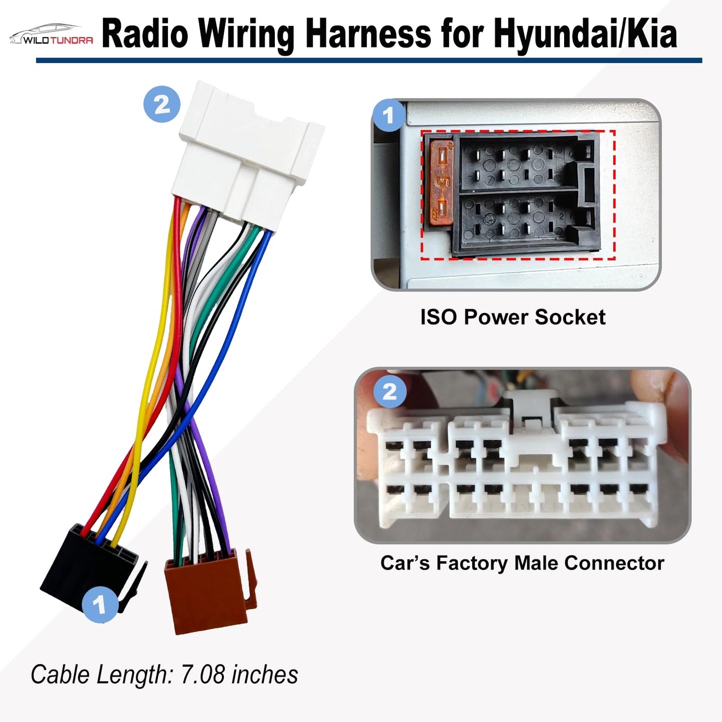 16Pin 2001-2006, 2002-2006 8Pin+8Pin Aftermarket Wiring Harness for Hyundai Kia - Android Car Stereo Adapter