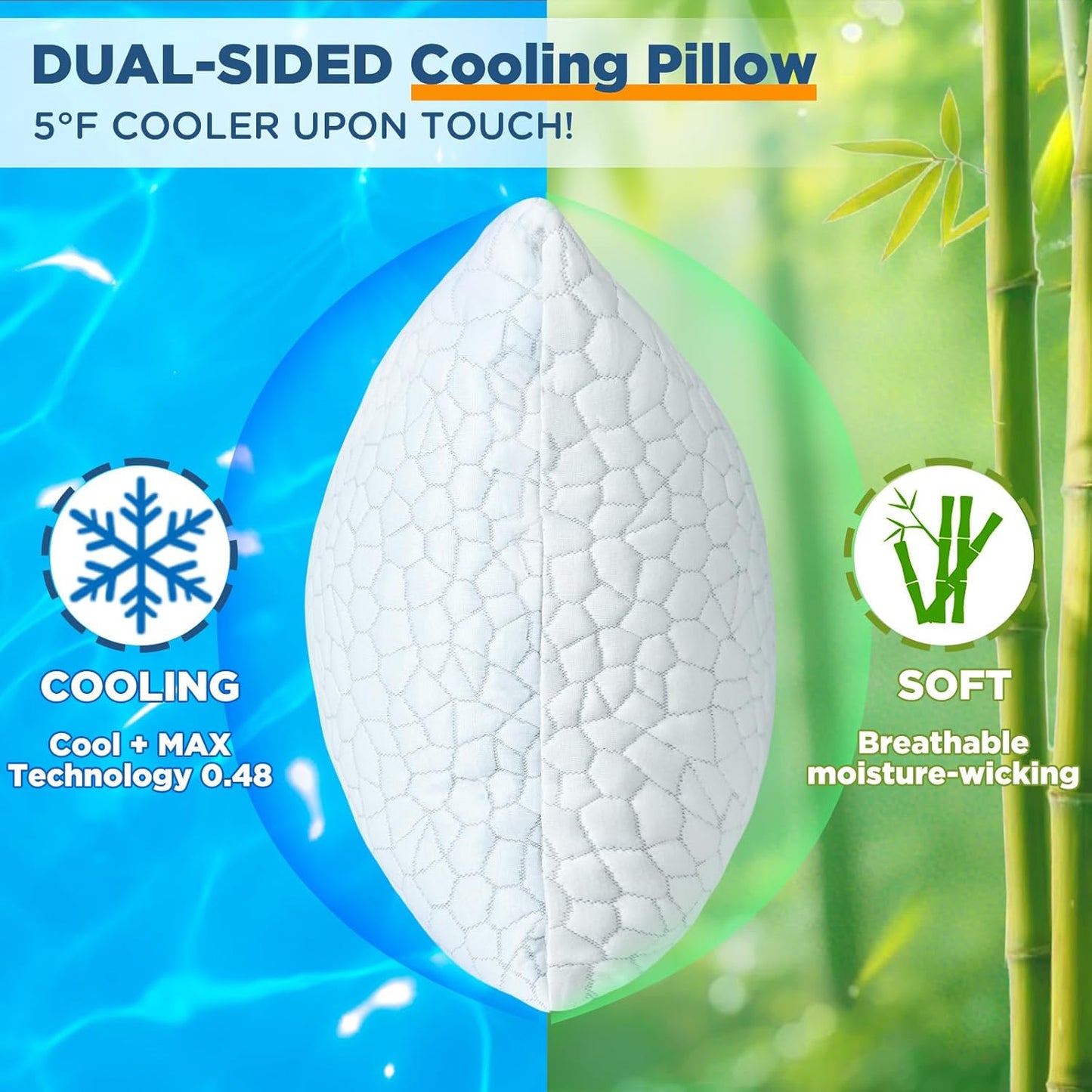 Skiennix Cooling Pillow Set - Adjustable Shredded Memory Foam | Queen Size, Soft & Supportive for All Sleepers