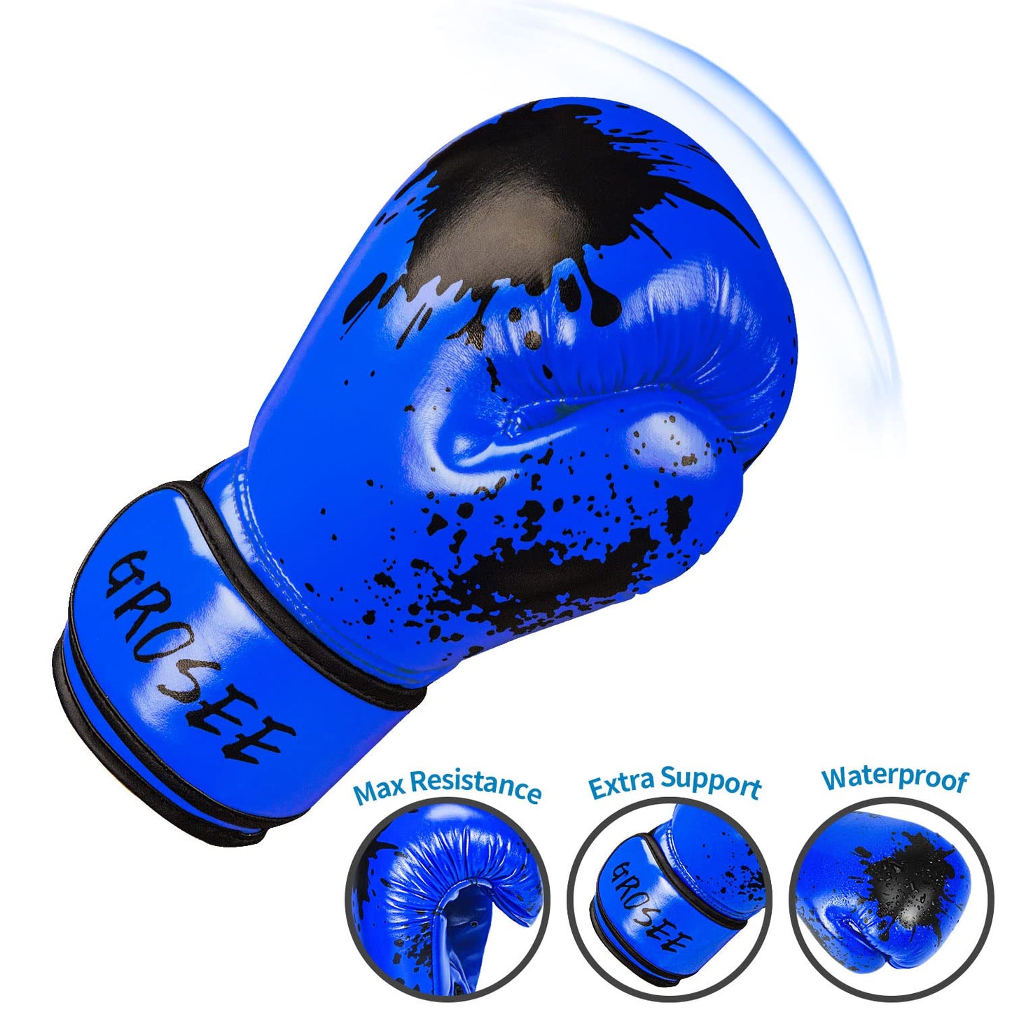 Kids Boxing Glove 6oz 8oz, Youth, Boys and Girls Training Sparring Gloves for Punching Bag, Kickboxing, Muay Thai, MMA, UFC, Gift for Age 6-15 Years (Blue, 6 oz (45-80 lbs))