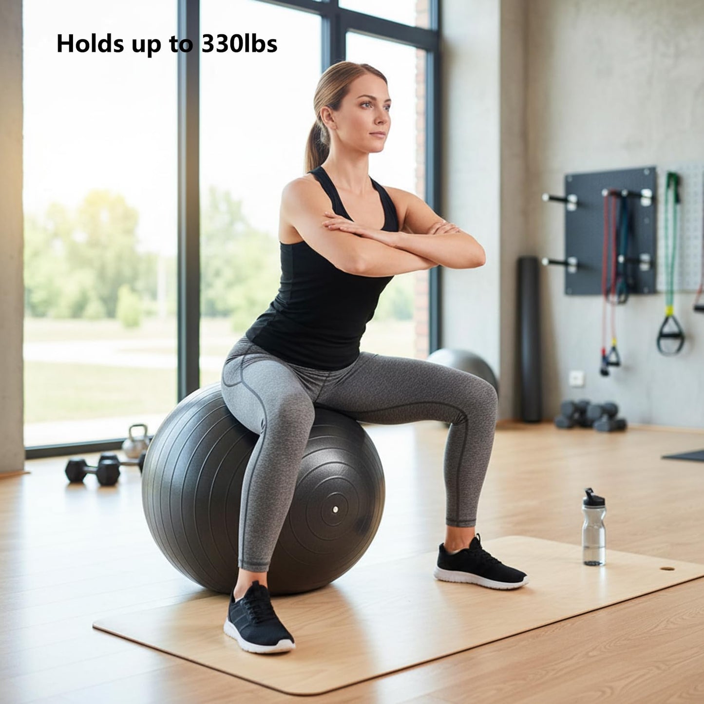 UMEUKEJI Anti-Burst Yoga Ball with Quick Pump, Non-Slip Stability Ball for Exercise, Home Office, 90cm（36in） Extra Large Black