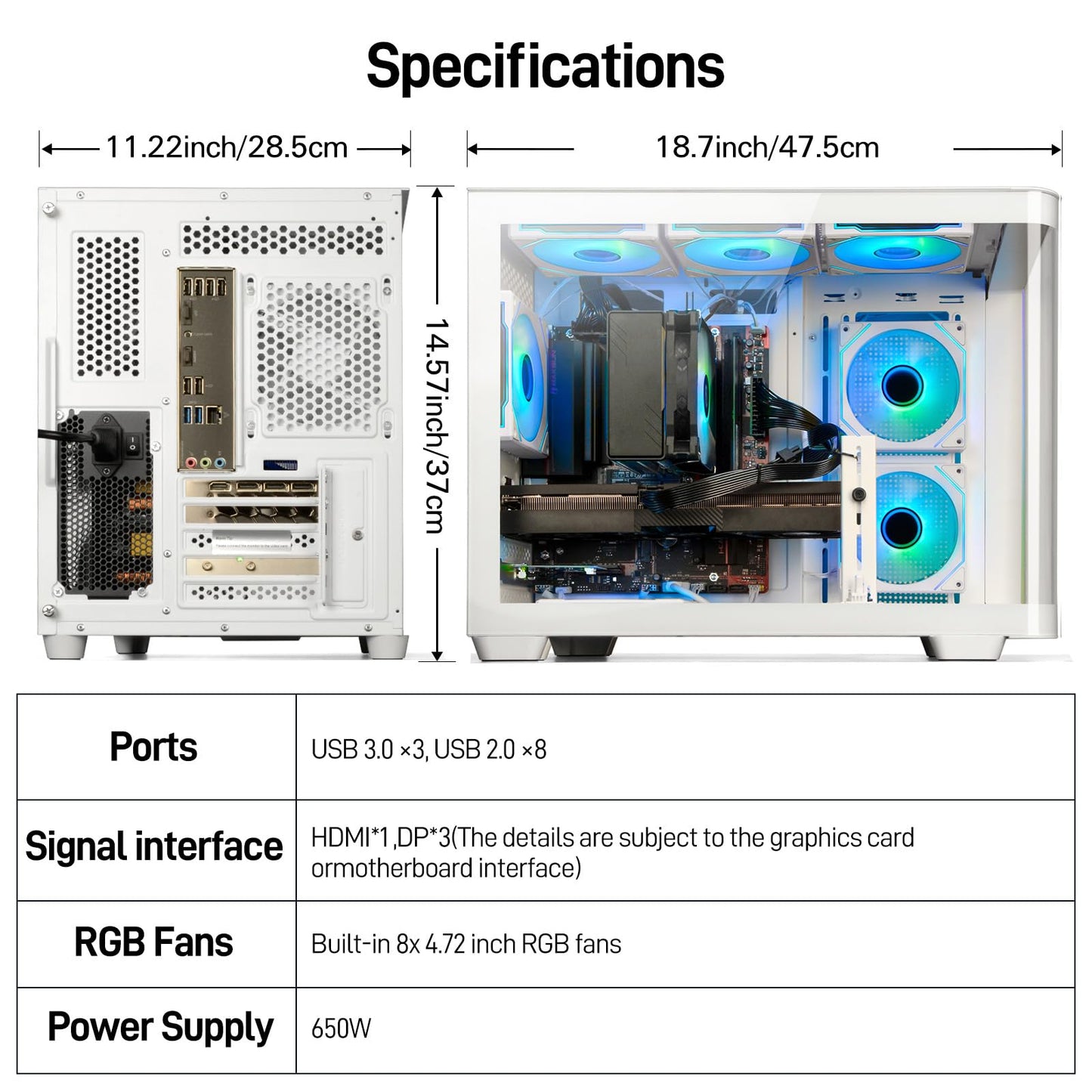 LXZ Gaming PC Core i7-14700F PC Computer, RTX 5060 8G, 16G DDR5 RAM, 1TB NVME 3.0 SSD, Prebuilt Gaming Desktop, VR Ready Tower Computer for Home and Office (White)