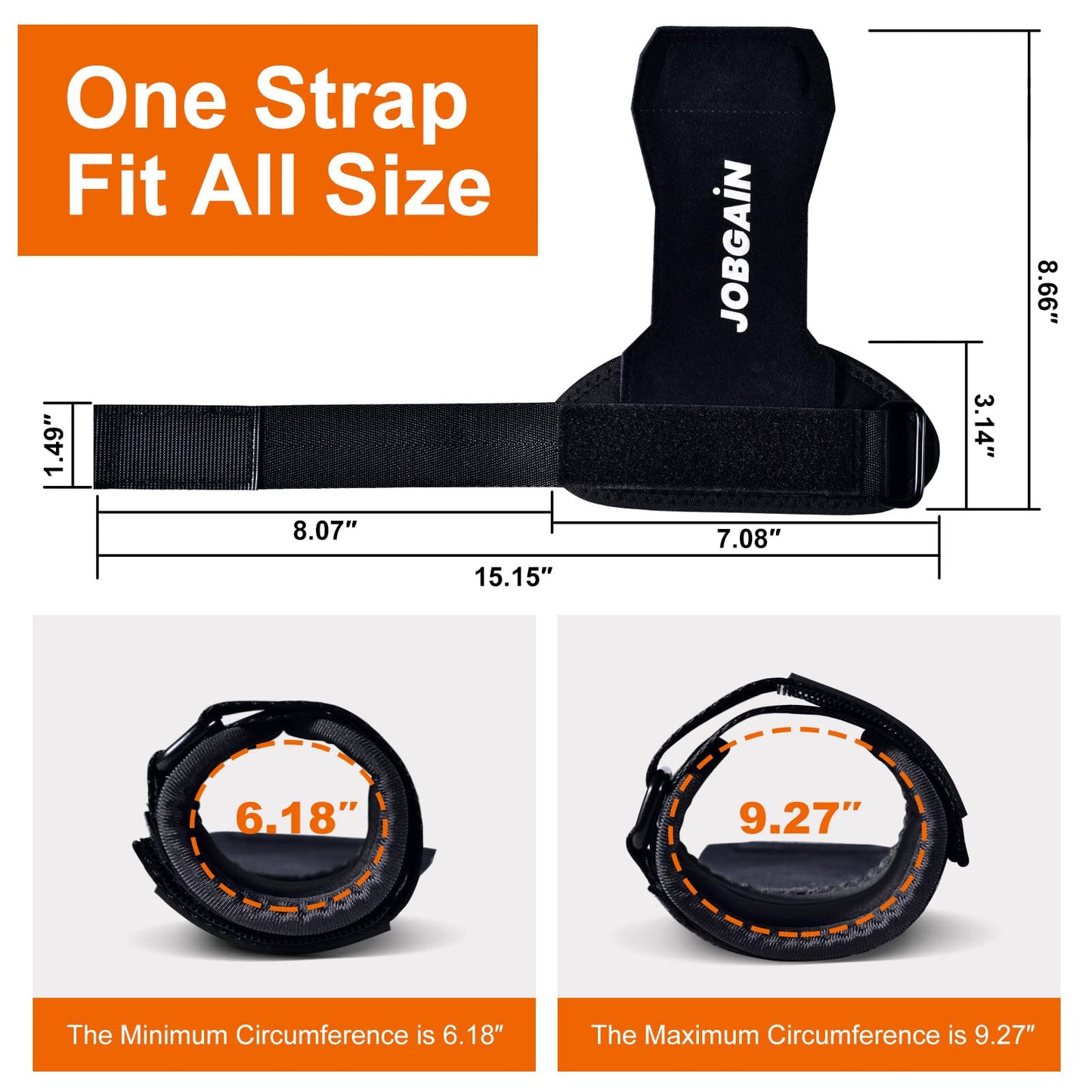 JOBGAIN Weight Lifting Wrist Straps, Double Layer Leather Wrist Strap for Deadlift and Powerlifting, Adjustable Neoprene Padded Wrist Wraps, for Men & Women, 1 Pair, Black
