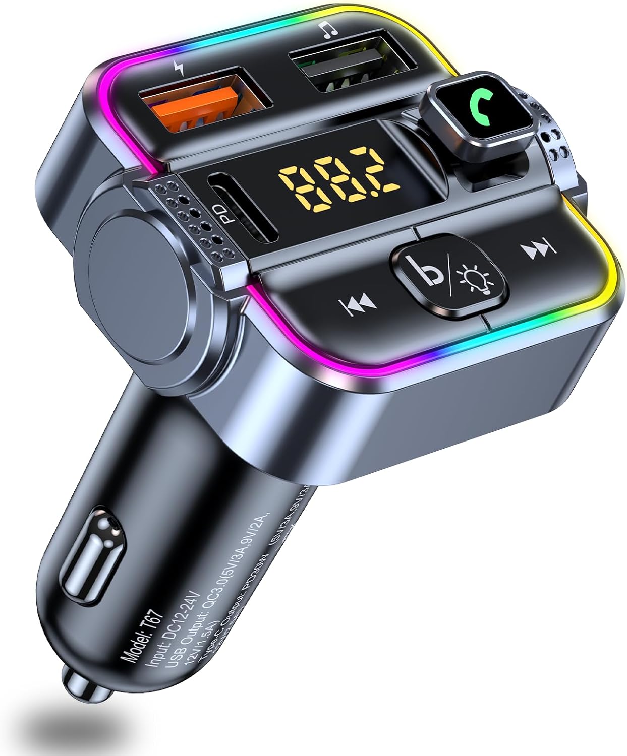 skybess PD30W QC3.0 5.3 FM Transmitter for Car Bluetooth, Upgraded USB C & USB Charger Bluetooth Radio Adapter