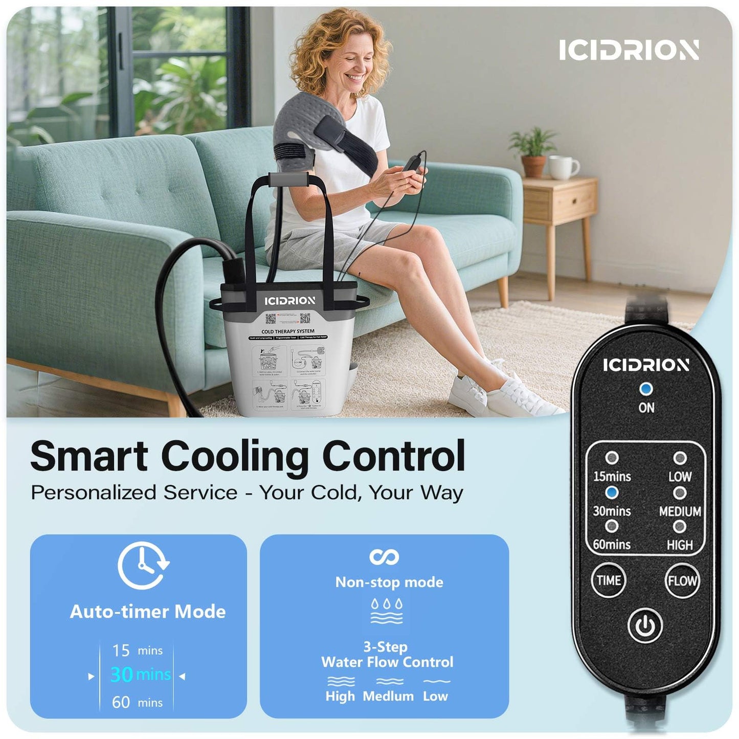 Cold Therapy Machine, Programmable Ice Machine for Shoulder After Surgery, Portable Shoulder Replacement Recovery System, Cryotherapy Pain Relief w/Compression Pad
