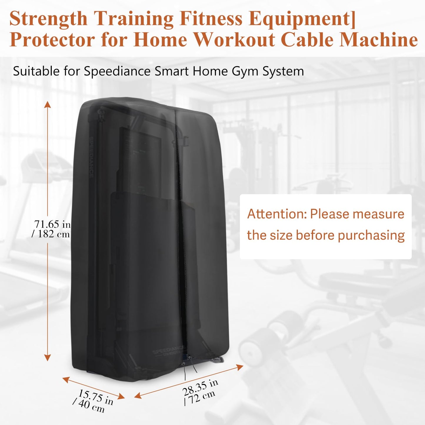 Andacar Cover for Speediance Home Gym Equipment, Waterproof Smart Home Gym System Cover, Strength Training Fitness Equipment Protector for Home Workout Cable Machine - 28"L×15"W×71"H, Black