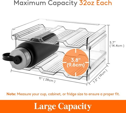 Lifewit Stackable Water Bottle Organizer - Holds 6 Bottles/Tumblers Up to 3.8" Diameter | 28 x 19 x 15 cm