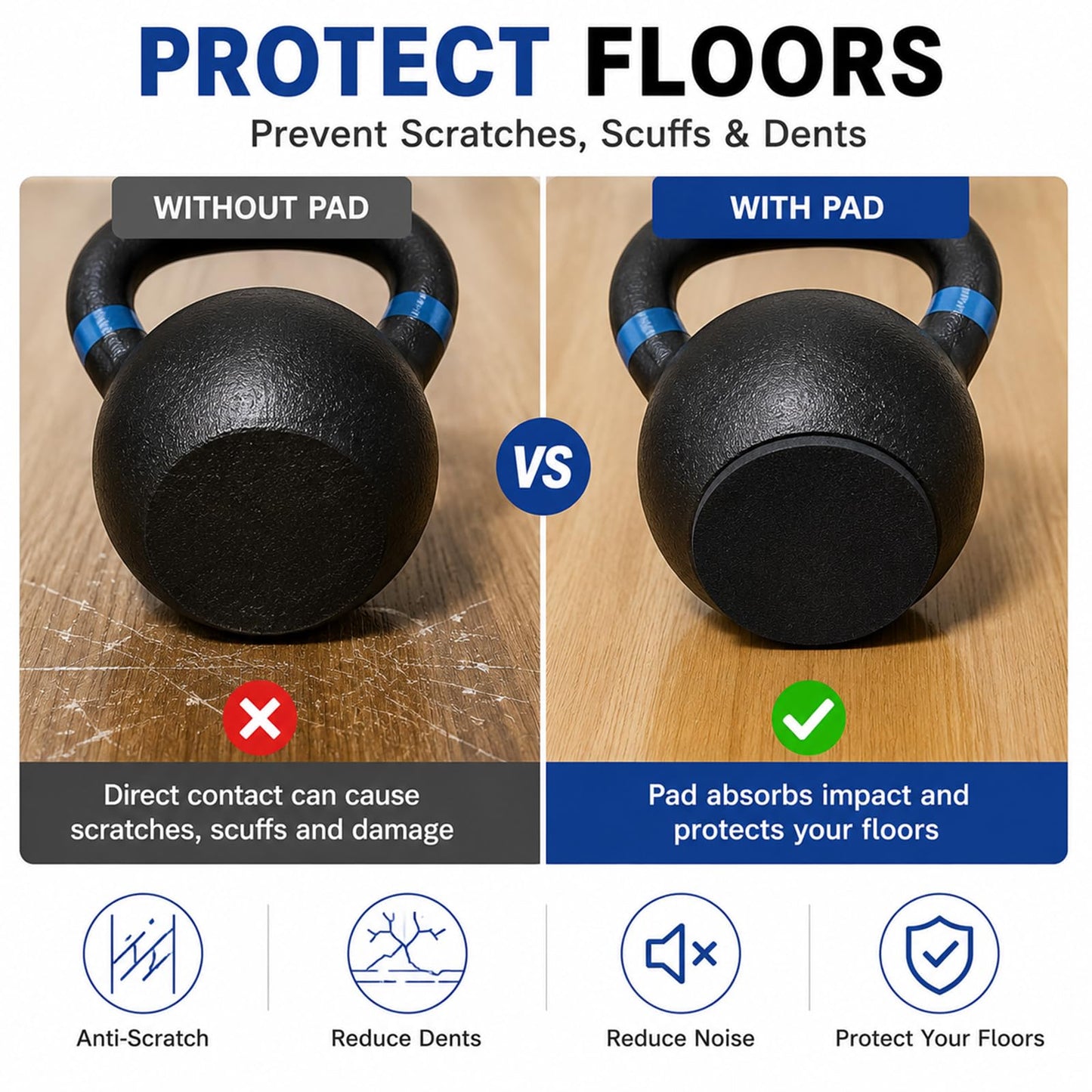 Kettlebell Mat, Self-Adhesive Non-Slip Bottom Mats, Noise Reduction Anti-Scratch Floor Protector Pads for Home Gym Fitness Weight Lifting (Medium: 3.94 inch (10cm) Diameter)